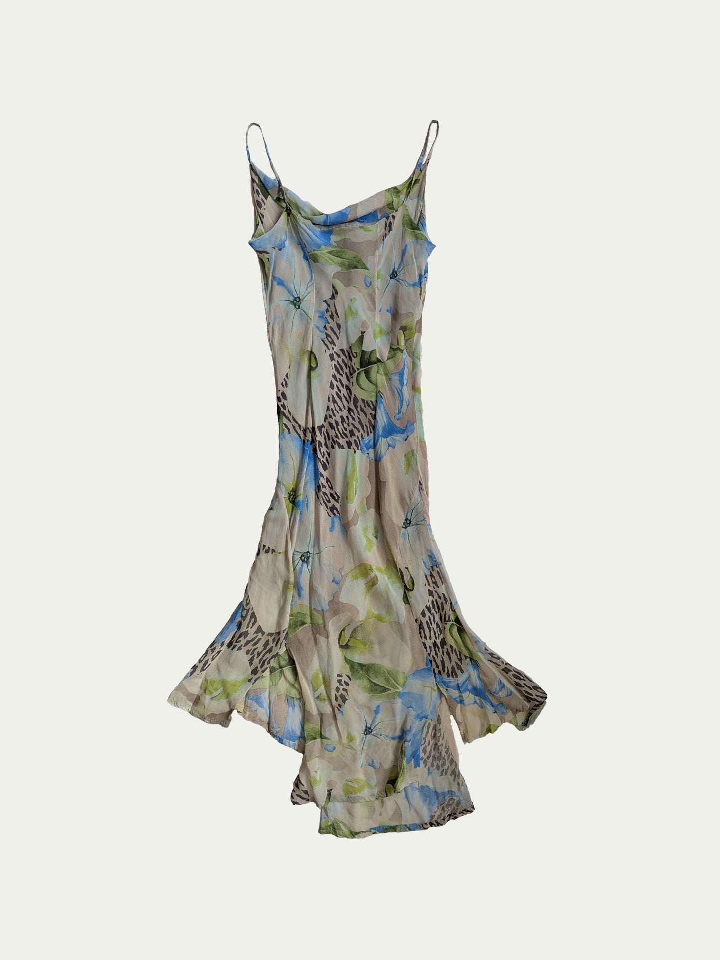 The Blueish Leopard & Flowers Chiffon Dress