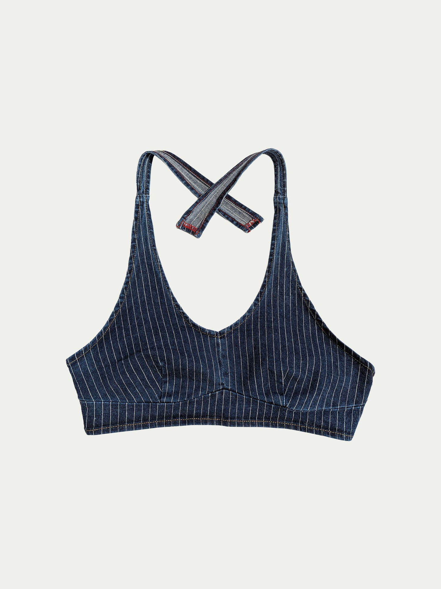 The Striped Jeans Cropped Tie Top