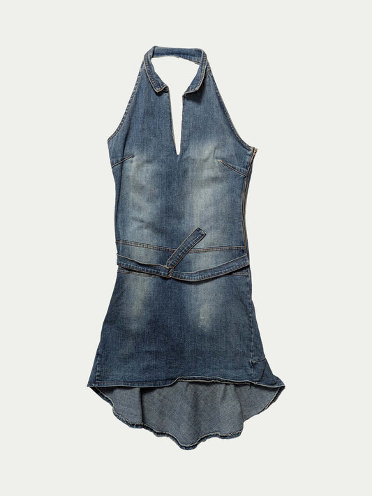 The Halter Collar Denim Dress
