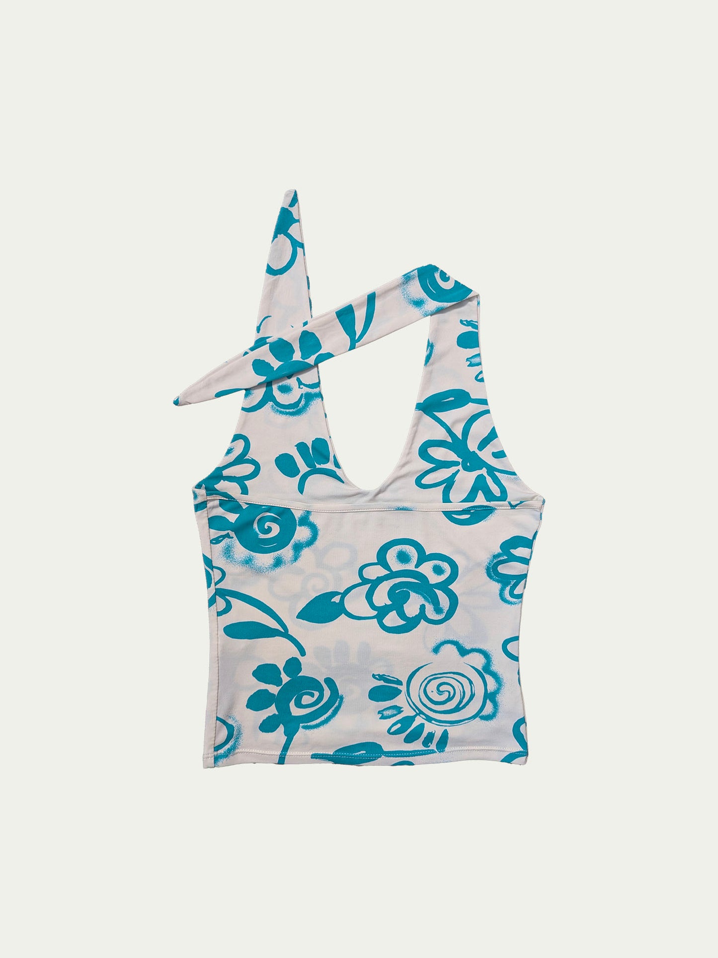 The Turquoise-Flowers Halter Tie-Top