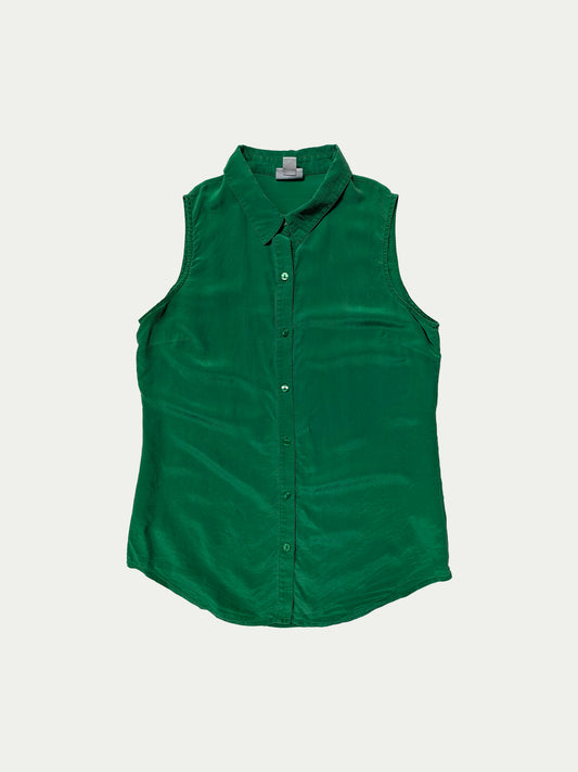The Green Silk Vest Blouse
