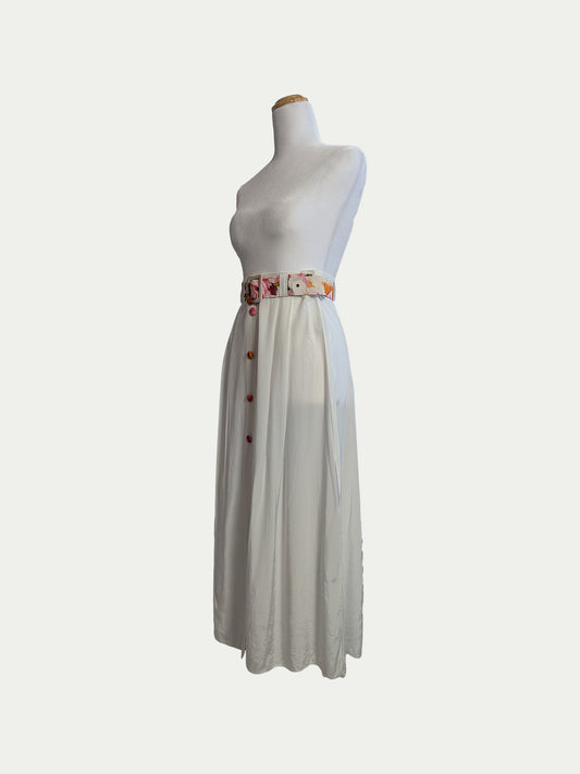 The White Maxi Skirt With Multicolor Twist