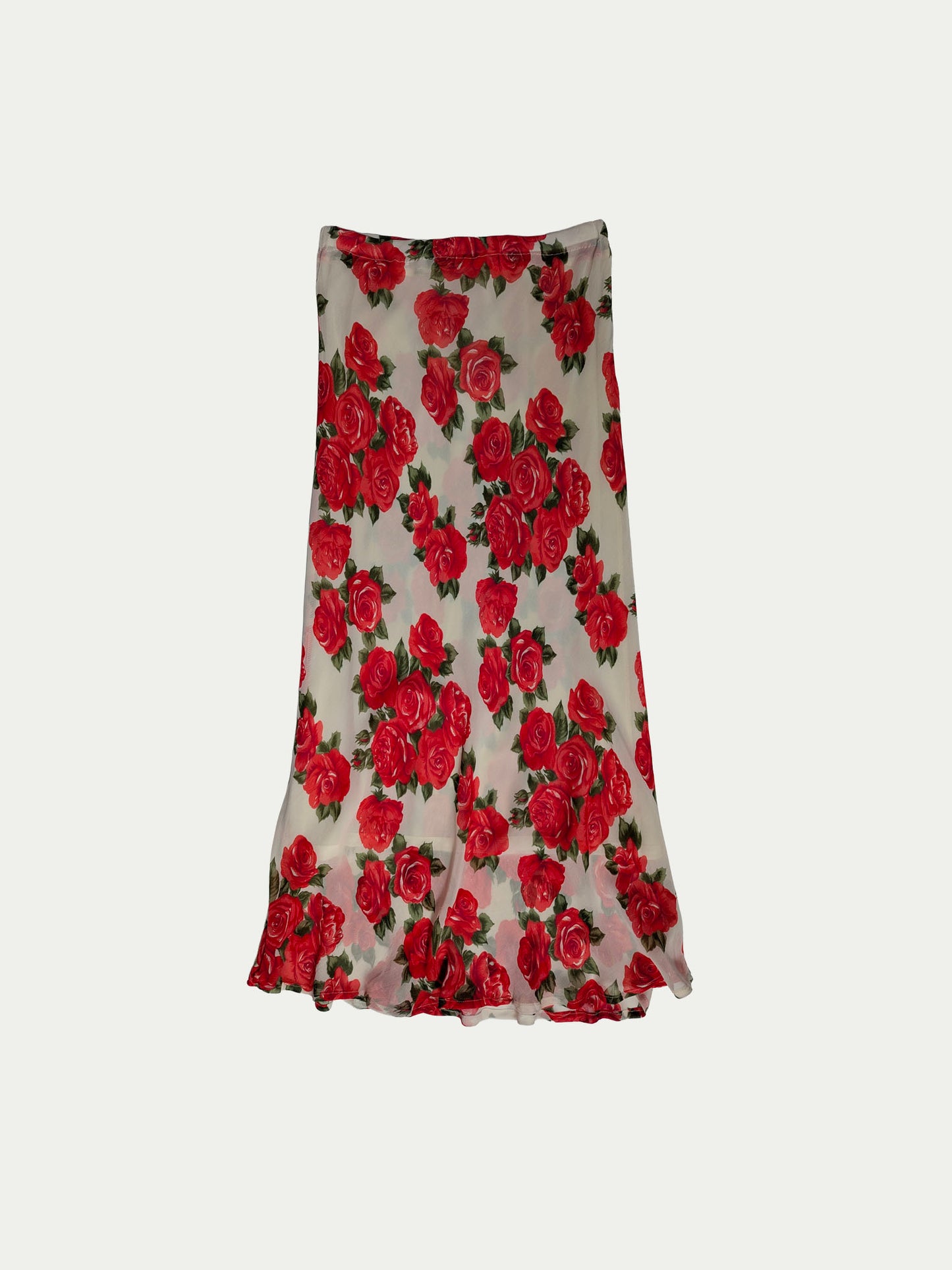 The Maxi White & Roses Viscose Skirt