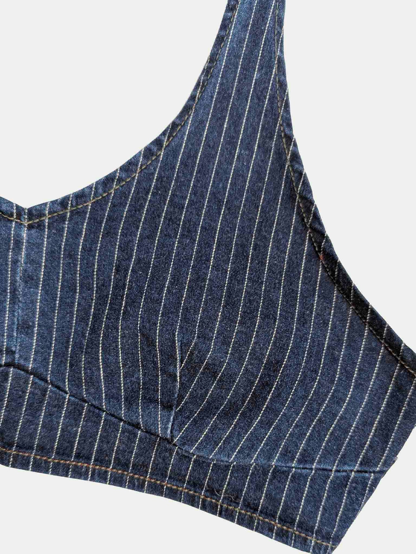 The Striped Jeans Cropped Tie Top