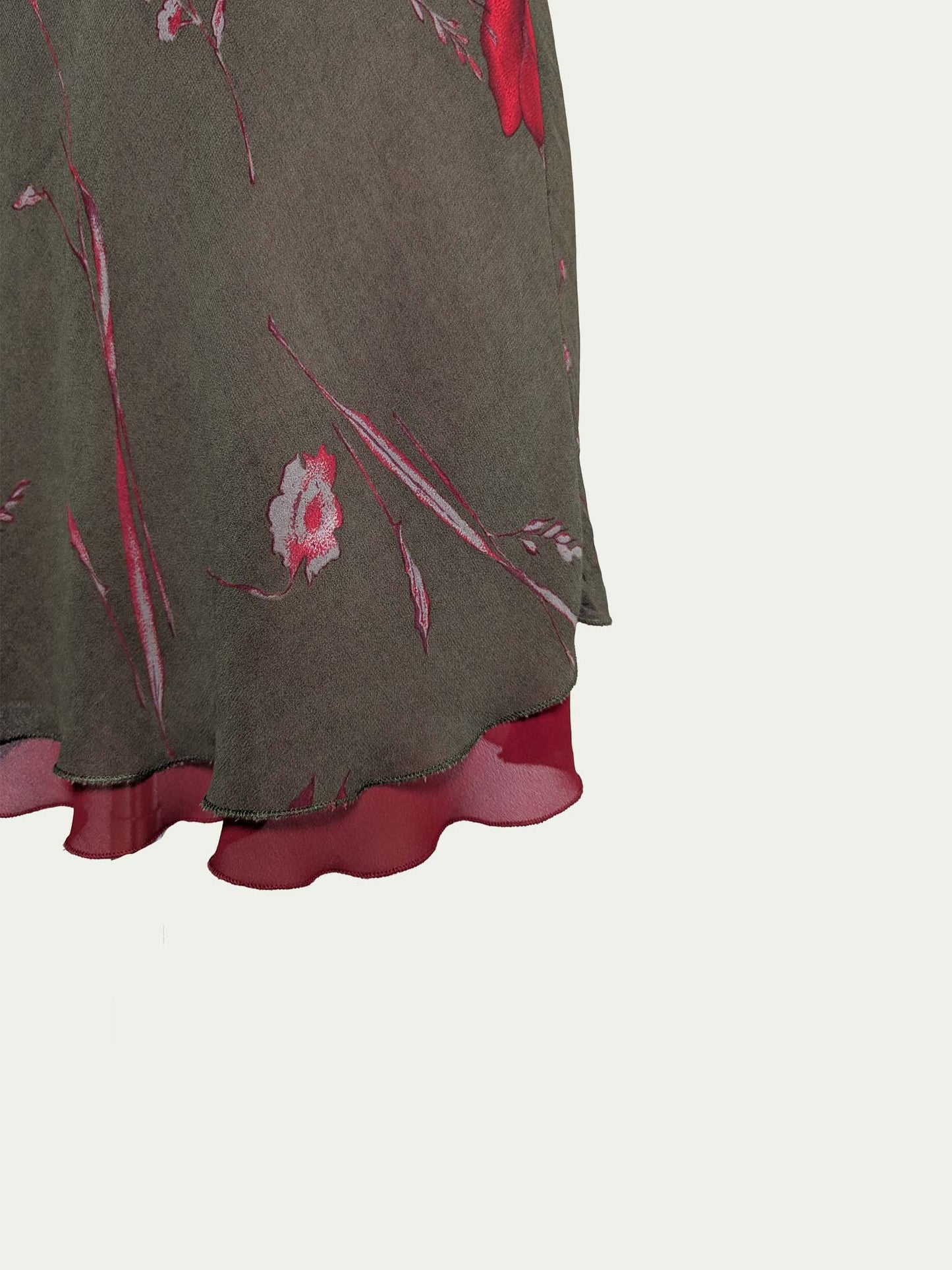 The Double-Layer Olive & Red Dress