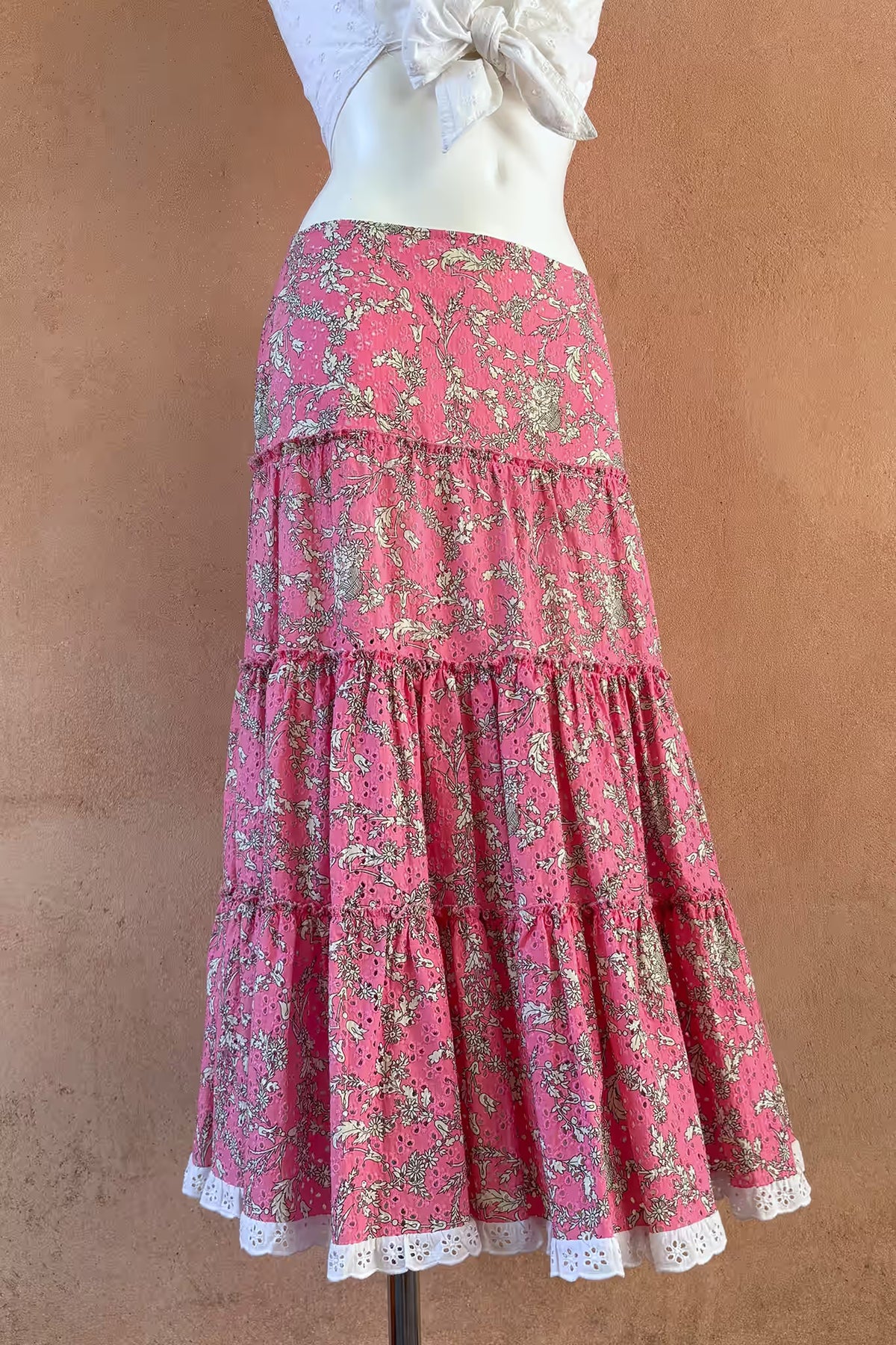 The Bubblegum Pink Tiered Maxi Skirt