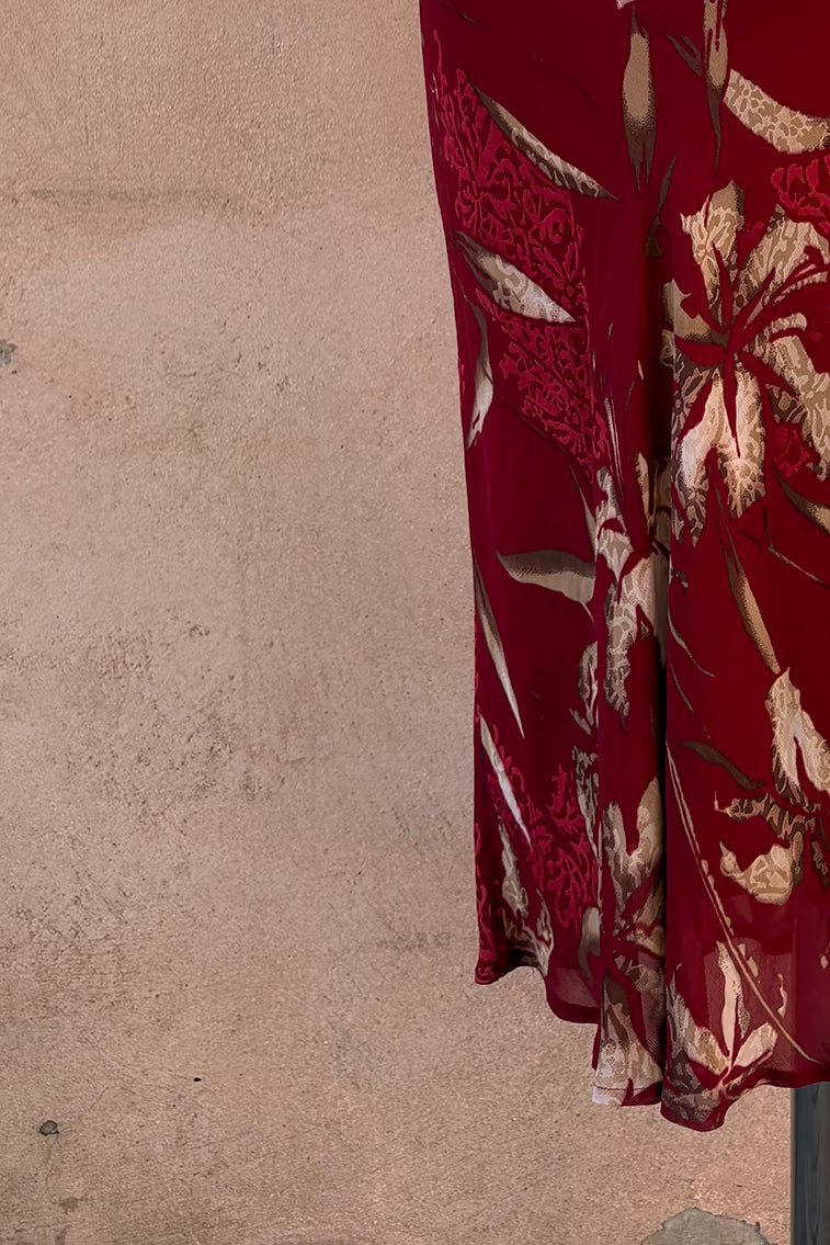 The Deep Red Viscose Skirt