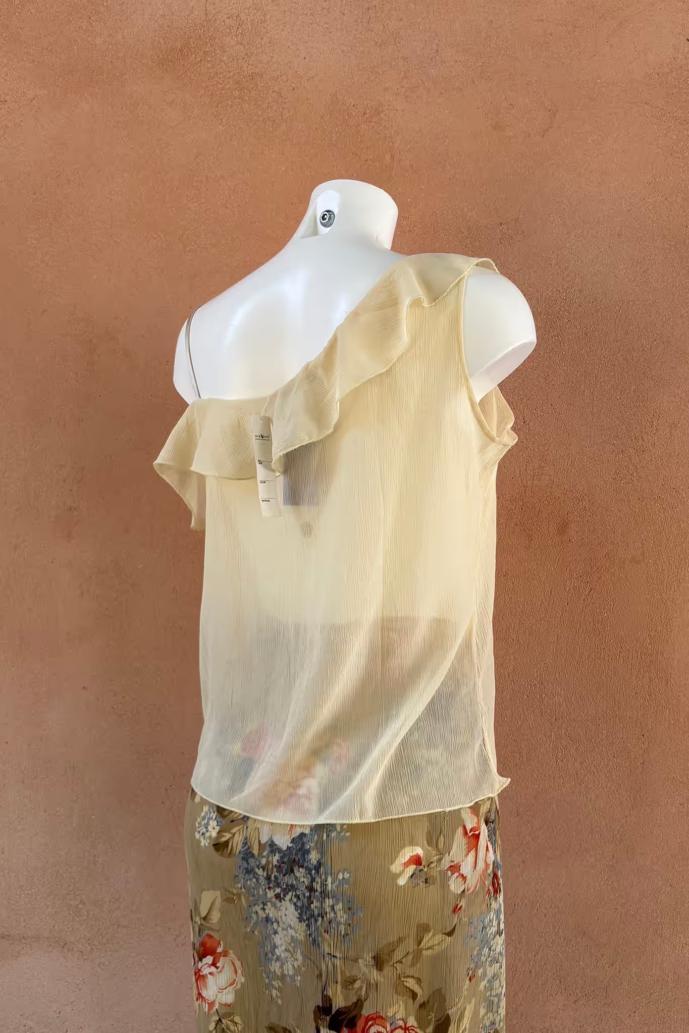 The Cream One-Shoulder Ruffle Top