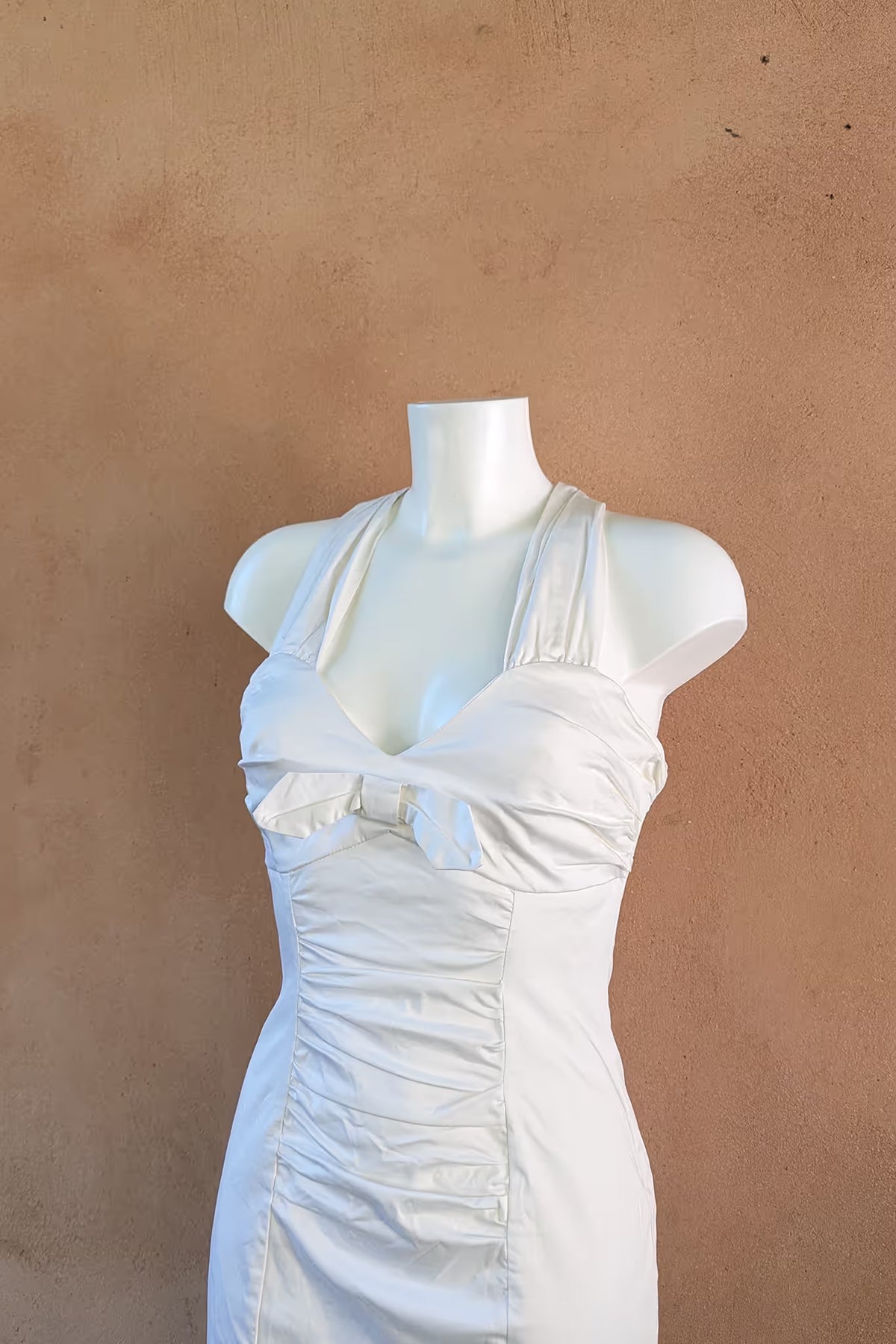 The White Ruched Cotton Dress