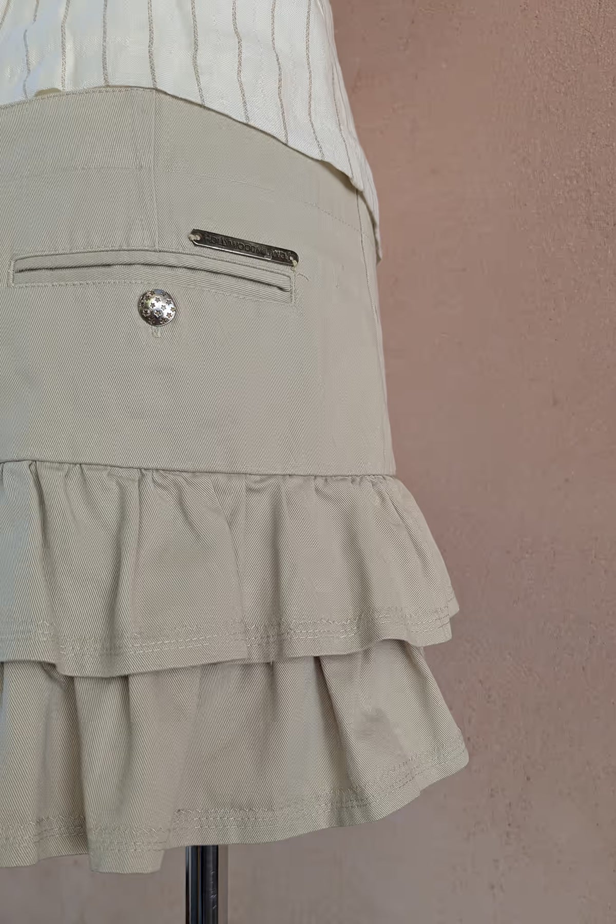 The Hollywood Milano Khaki Ruffle Mini Skirt