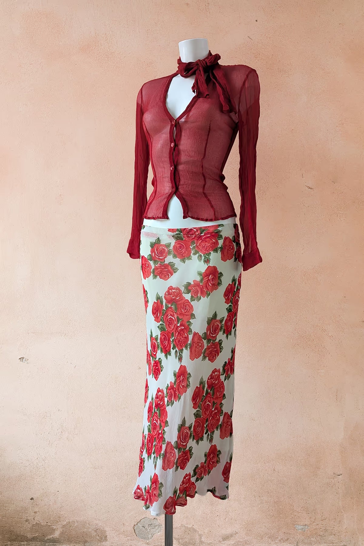 The Max & Co. Burgundy Silk Tie-Neck Blouse