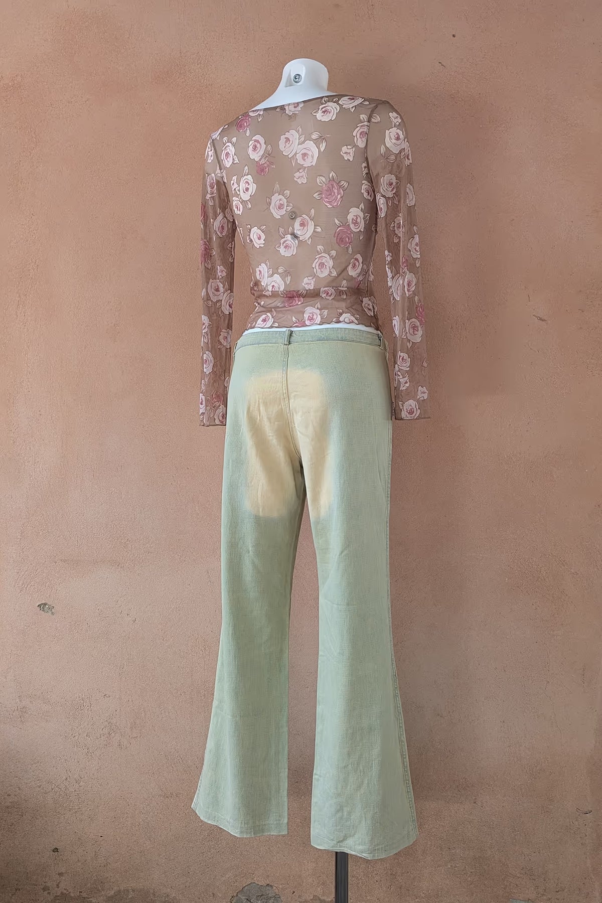 The Brown Rose Print Mesh Top