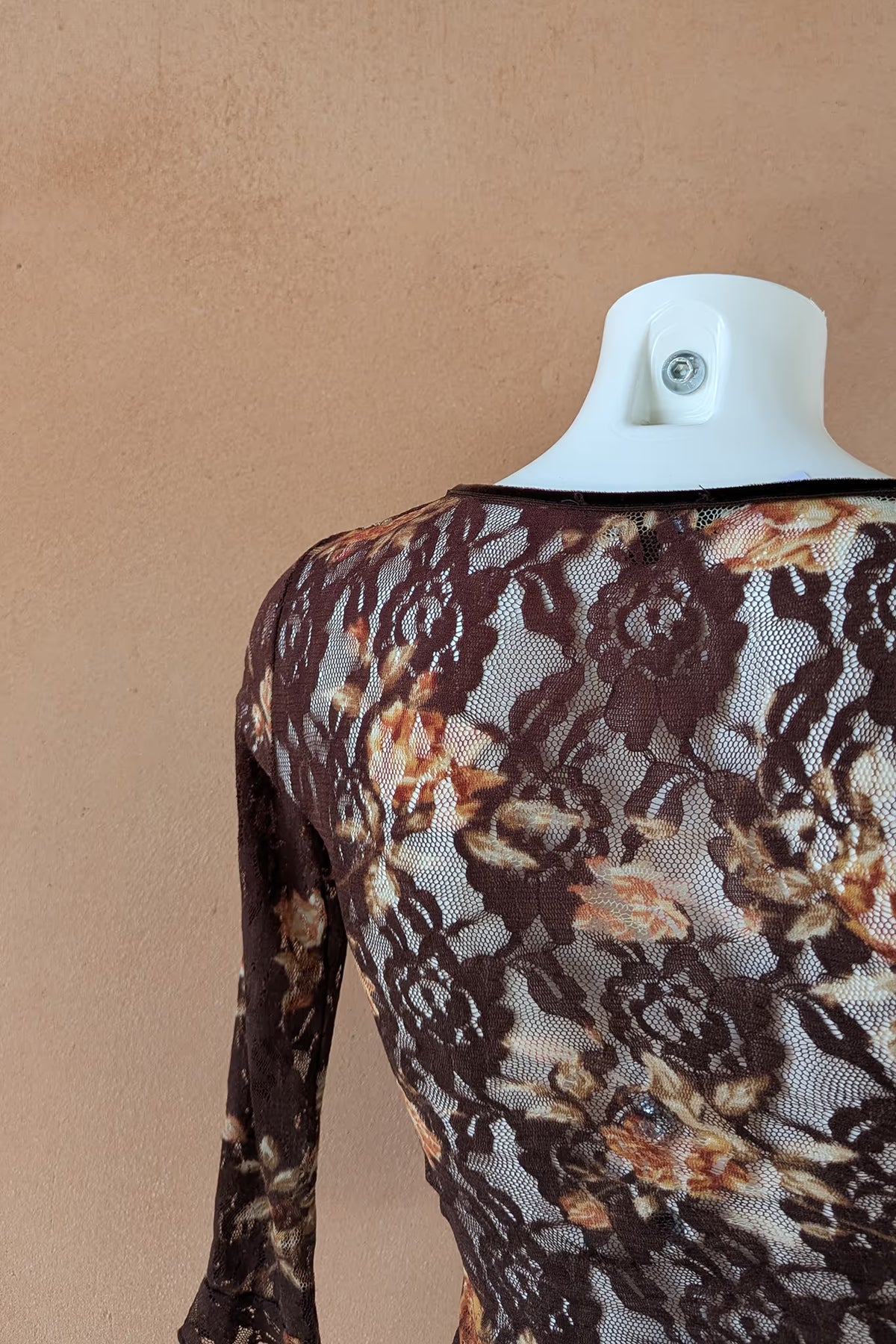 The Brown Floral Lace Crop Top