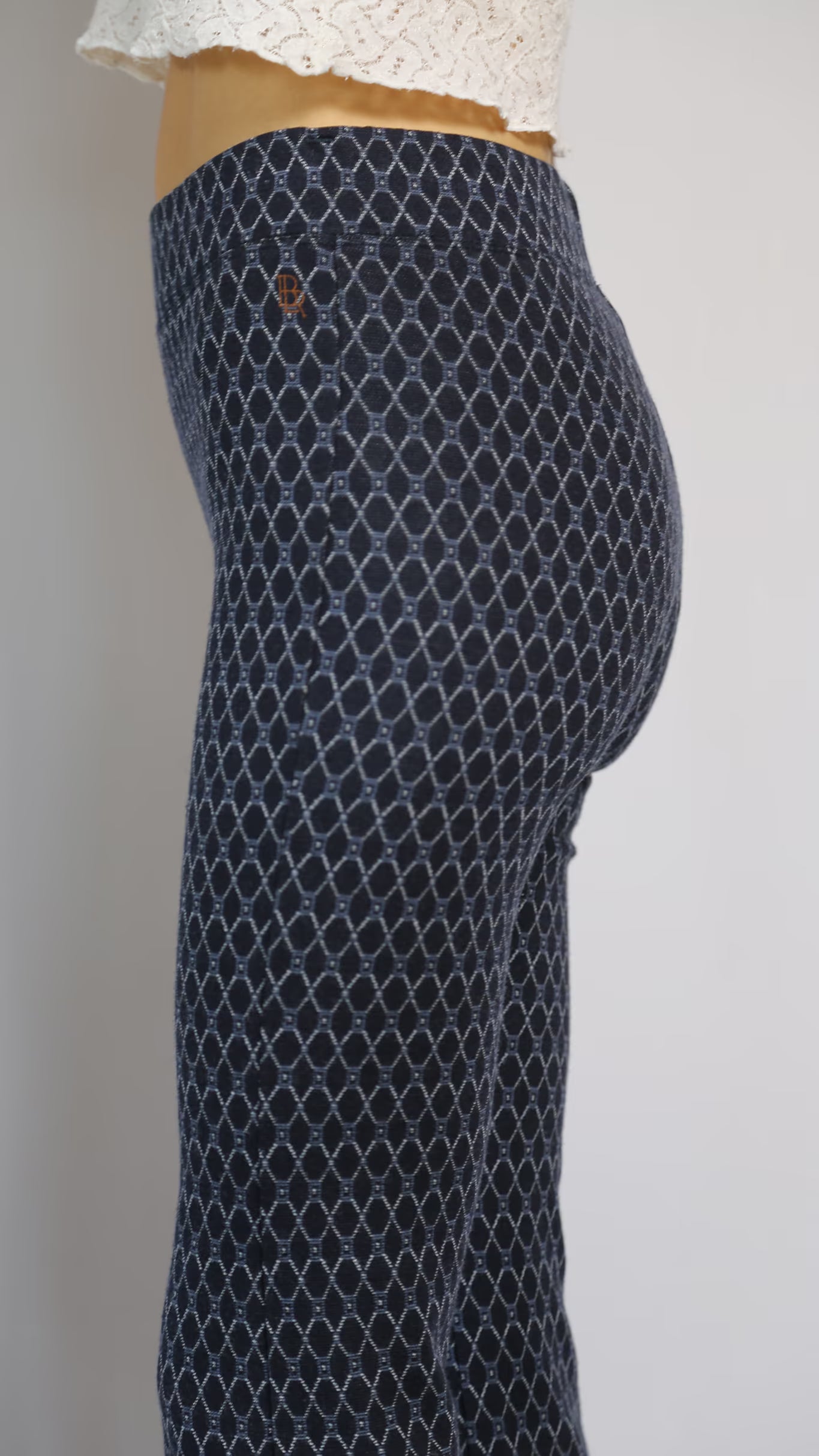 The 90s Dark Blue Printed Flared Tights