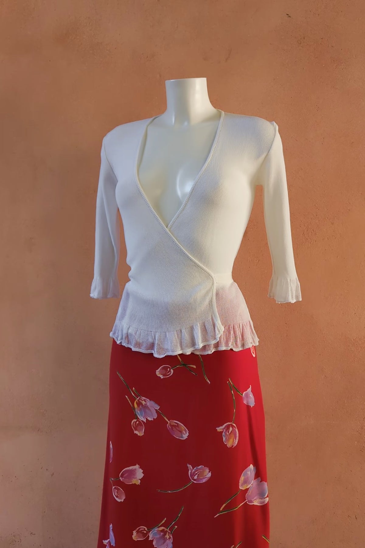 The White Knitted Wrap Top