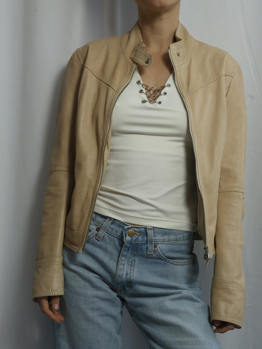 The Ivory Leather Motor Jacket