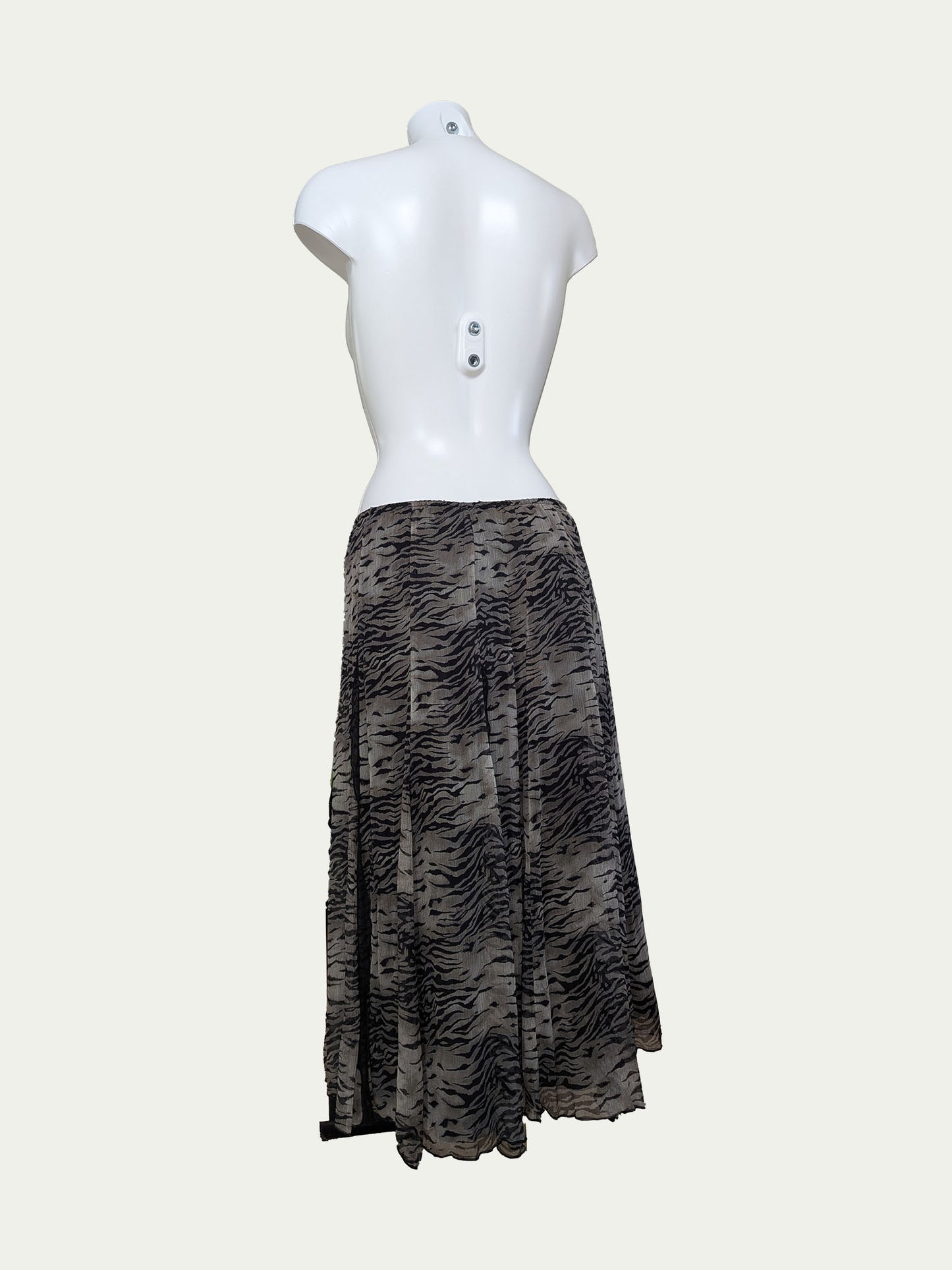 The Grey Animal Silk Maxi Skirt