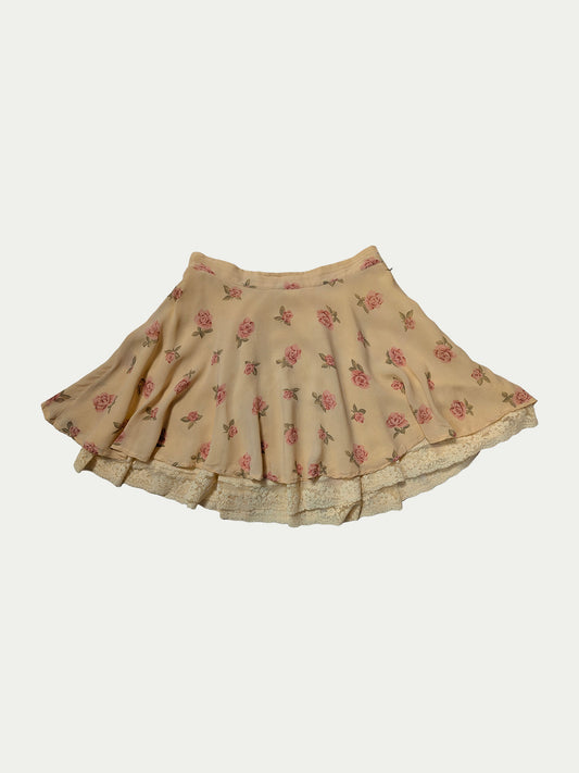 The Cream Floral Viscose Mini Skirt