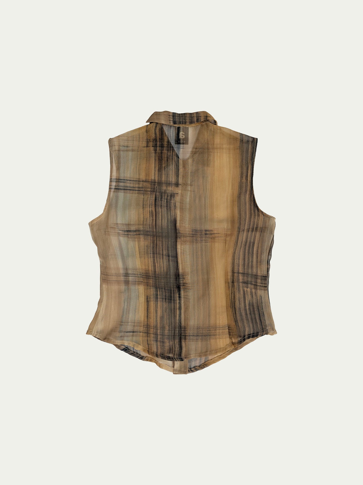 The Vest-Style Brownish Sheer Shirt