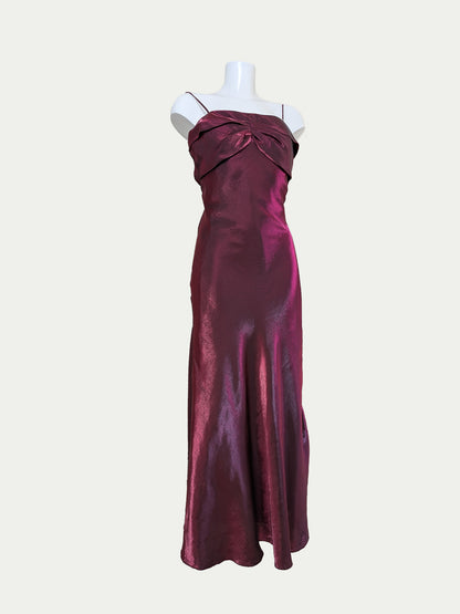 The Burgundy French Evening Maxi Dress
