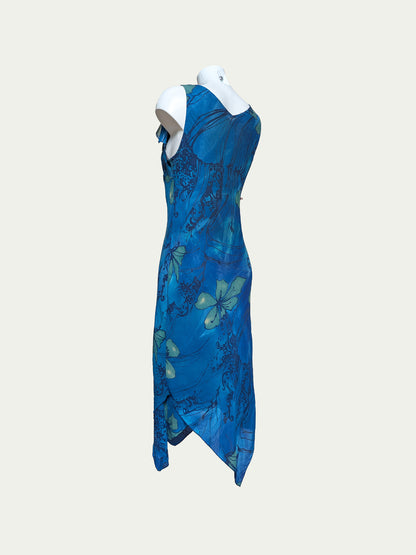 The Blue Floral Asymmetric Dress
