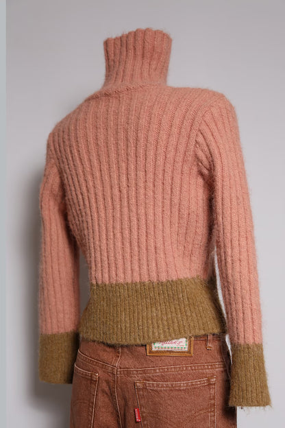 The 90s Warm Pink Wool Turtleneck Sweater