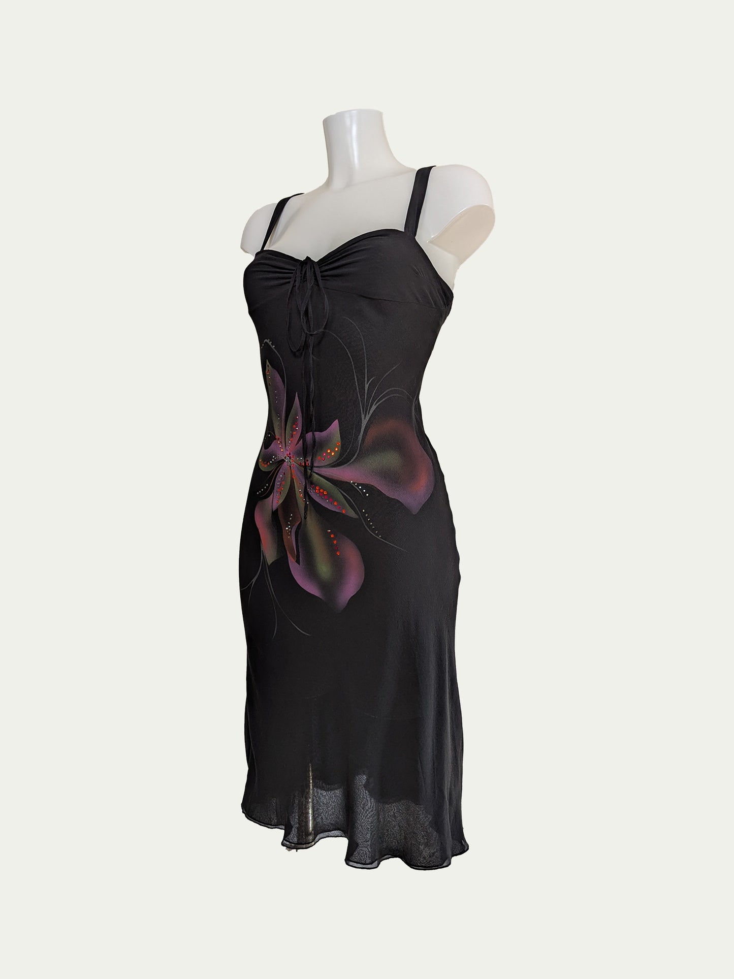 The Flower Black Silk Dress