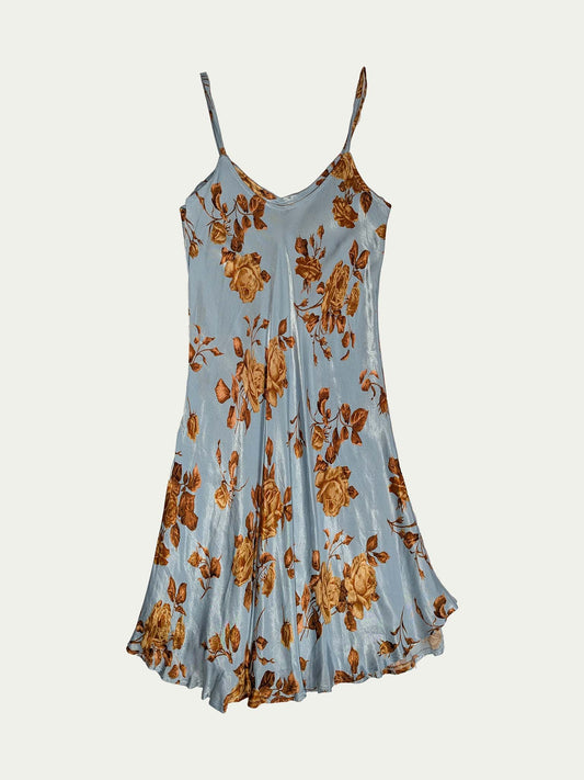 The Light-Blue Satin Slip Dress