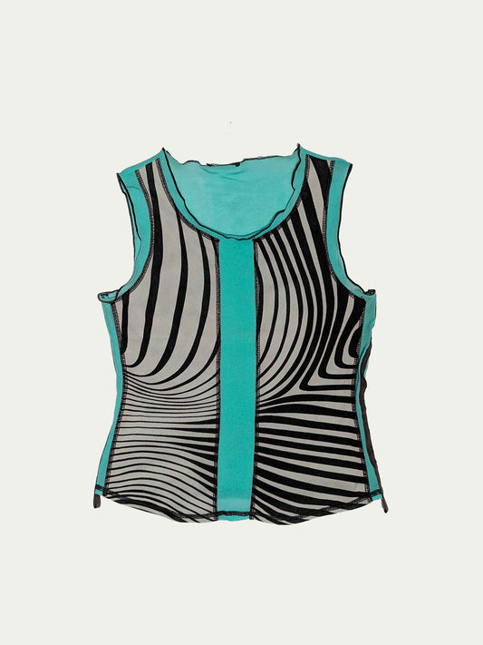 The Turquoise Zebra Mesh Top