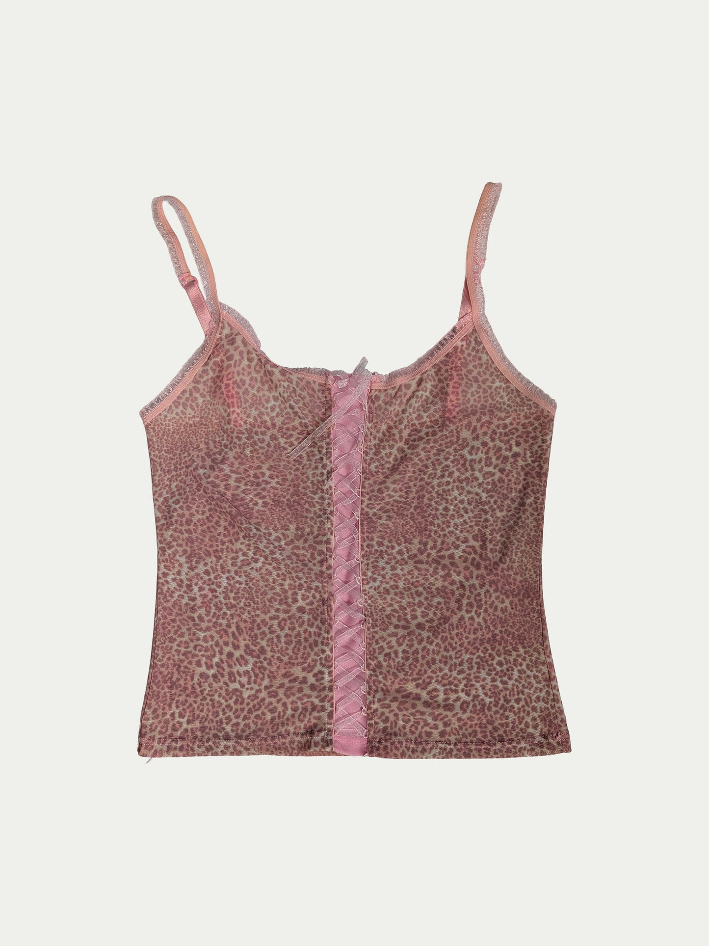 The Soft Pink Shade Leopard Mesh Top