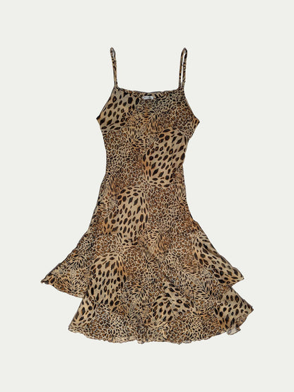 The Golden Leopard Asymmetrical Midi Dress