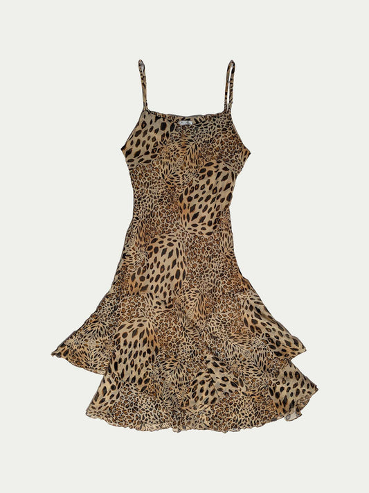 The Golden Leopard Asymmetrical Midi Dress