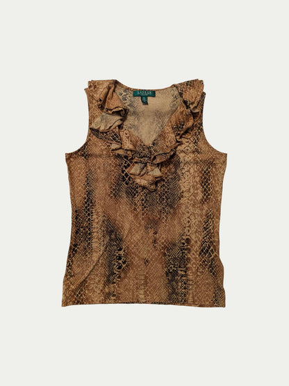 Ralph Lauren Leopard Ruffled Sleevles Top