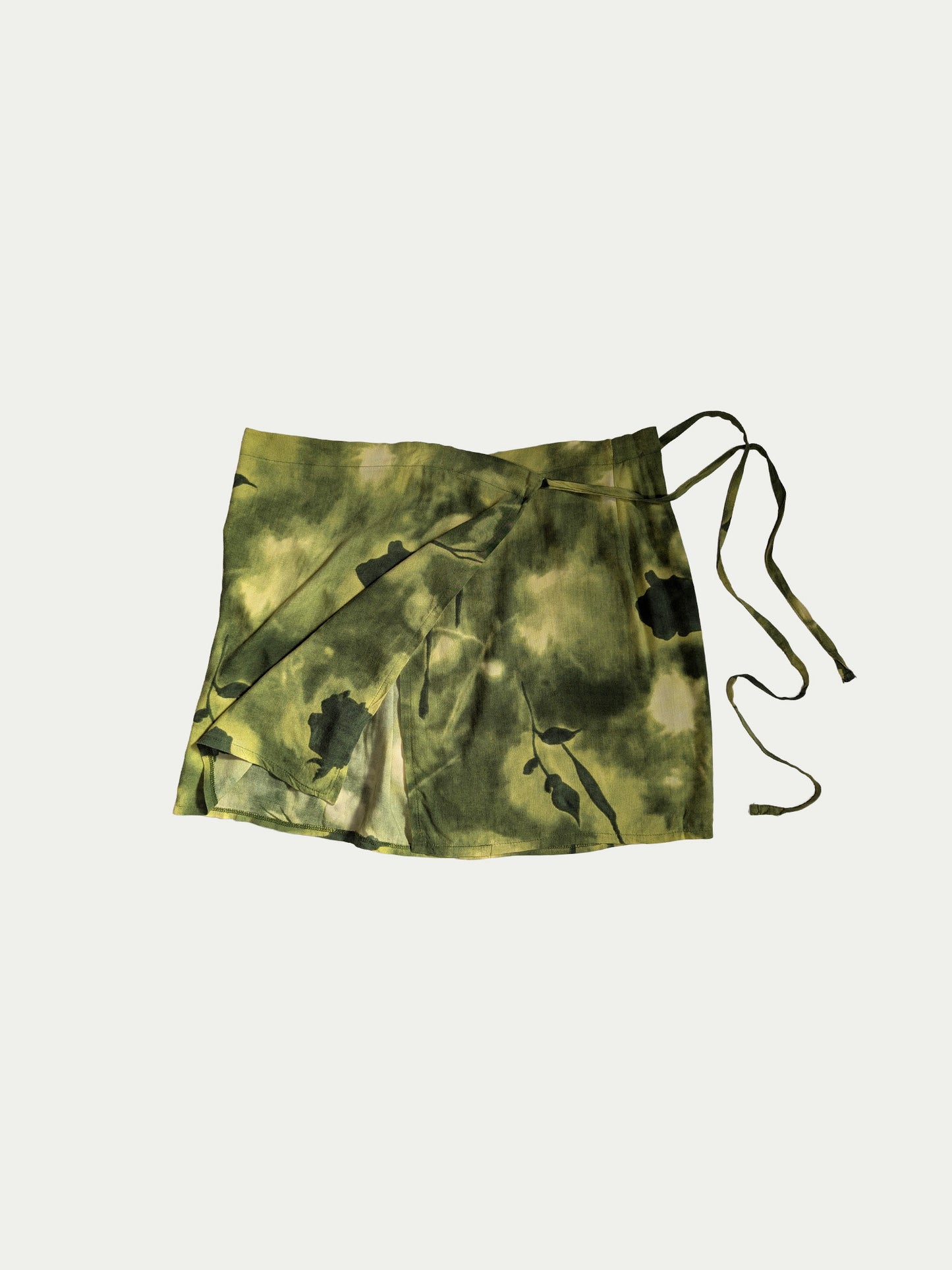 The Monochrome Green Mini Wrap Skirt