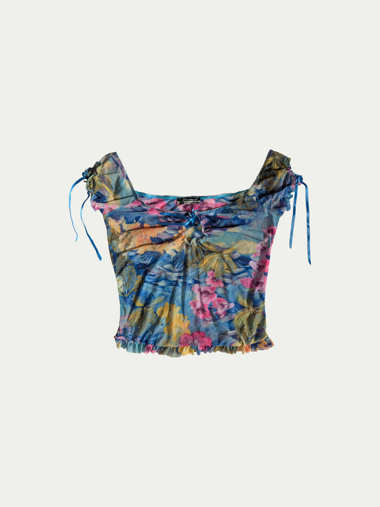 The Blue Tropics Mesh Top