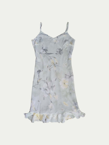 The Pale Turquoise Floral Midi Dress