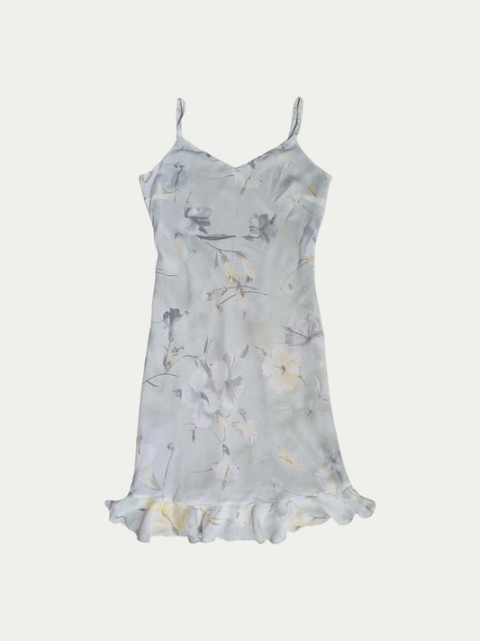 The Pale Turquoise Floral Midi Dress