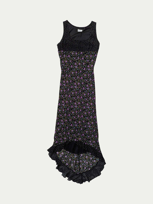 The 90s Maxi Black Floral Viscose Dress