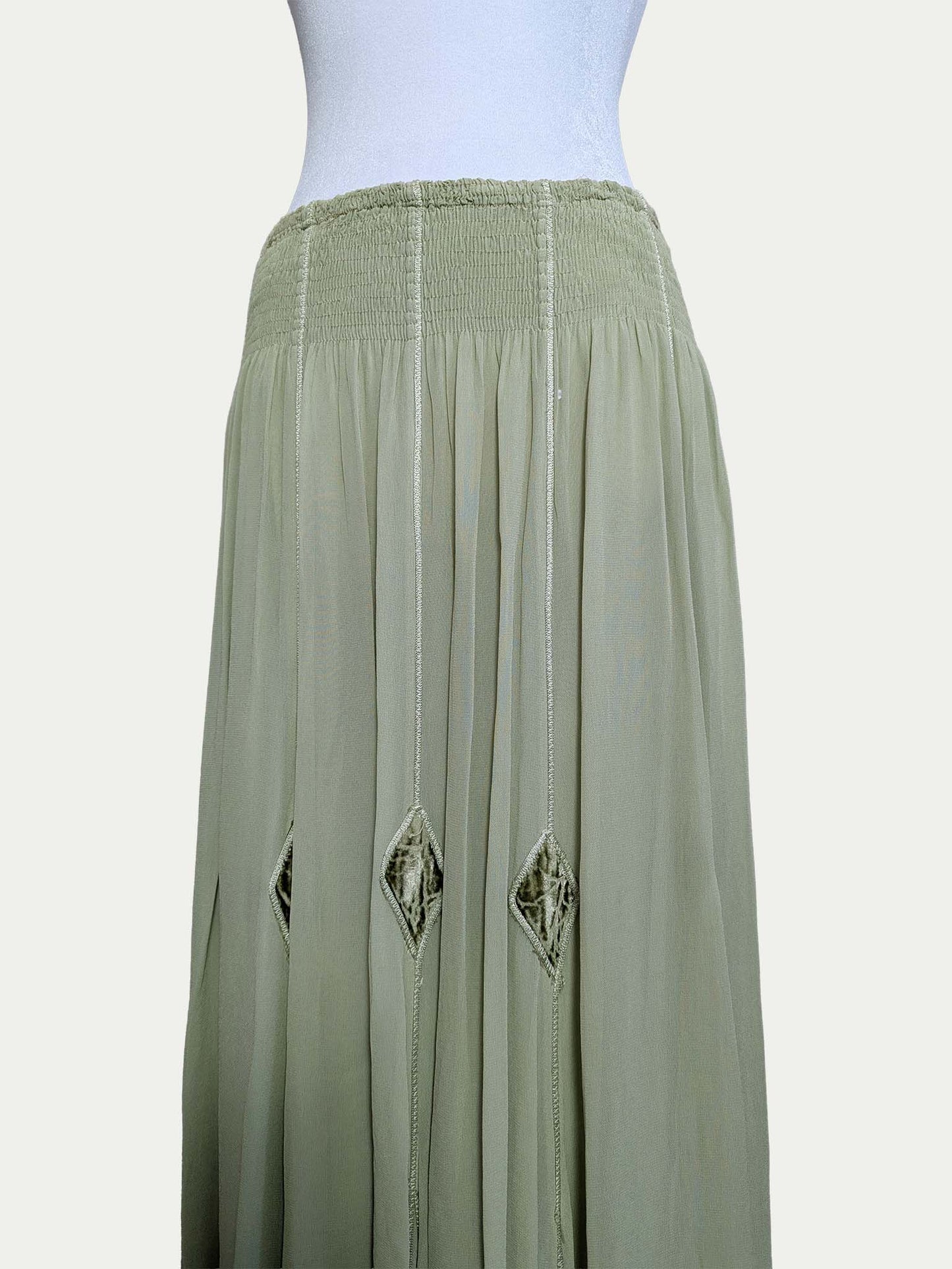 The Smoked Green Boho Maxi Skirt