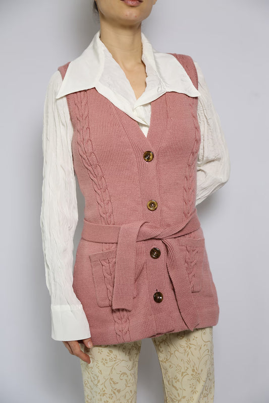 The 90s Soft Pink Wool Cardigan