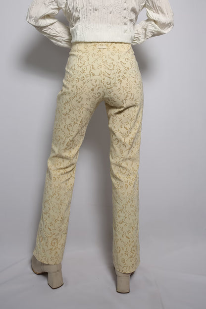 The 90s Ivory Patterned Straight-Leg Pants