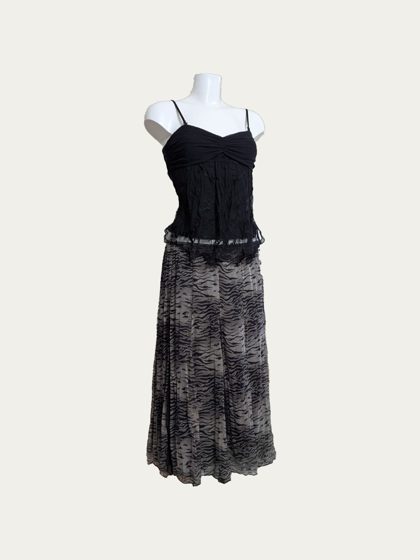 The Grey Animal Silk Maxi Skirt