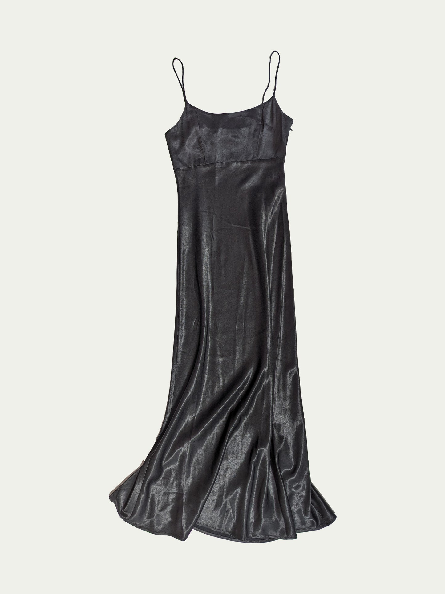 The Black Satin Maxi Dress