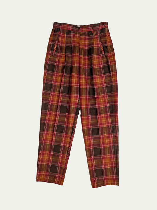 Belfe & Belfe Plaid Pleated Pants