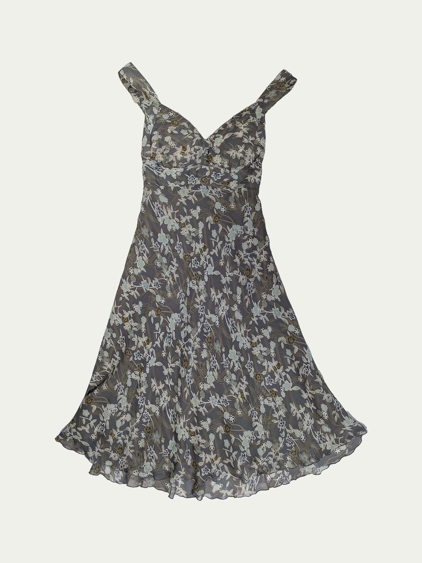 The Gray Blossom Silk Dress