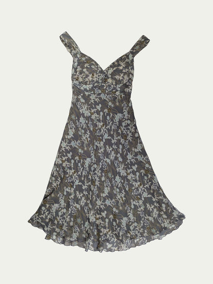The Gray Blossom Silk Dress