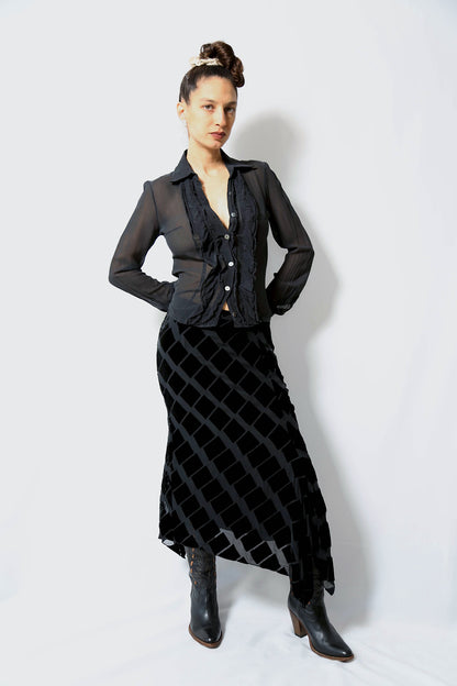 The Black Silk Chiffon Blouse