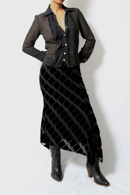 The Chiffon & Velvet Silk-Blend Skirt