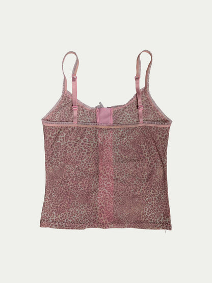 The Soft Pink Shade Leopard Mesh Top