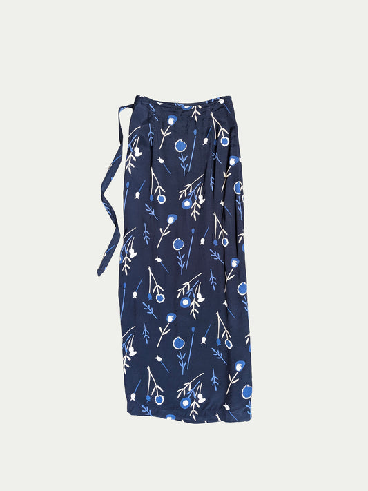 The Blue Viscose Maxi Wrap Skirt